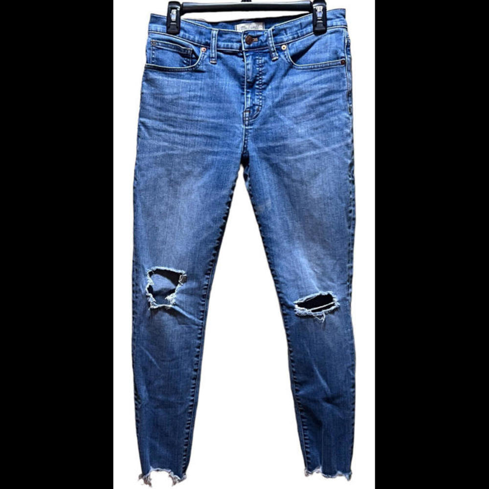 Madewell Blue Distressed Women Skinny Jeans, Size 29